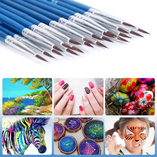 Miniatura 6 de 60 pinceles de pintura en miniatura con punta fina, 00 pinceles de pintura pequeños para acuarela al óleo acrílico, arte de uñas, manualidades
