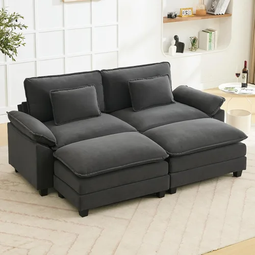 Miniatura 44 de Oprisen Sofá Seccional Modular, Cómodo Cloud Couch Sofá Seccional, Sofá Cama de Chenilla con Asiento Profundo con Almohadas Decorativas para Sala