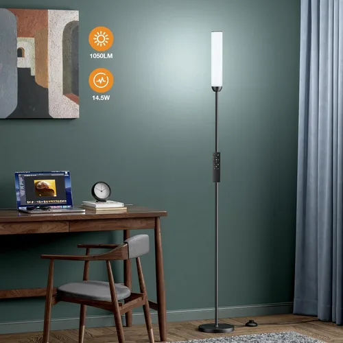 Miniatura 6 de Ambimall Lámpara de pie LED con control remoto, lámpara de pie de 65" con ajuste continuo de colores 3000K-6500K y brillo 30-100%, interruptor