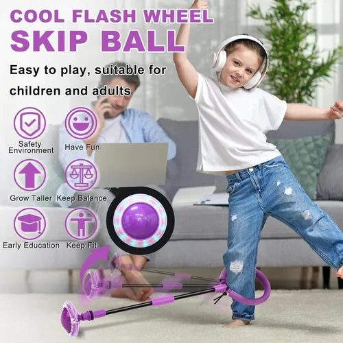 Miniatura 3 de Hewog Bola de Salto para Niños, Juguetes Deportivos de Fitness con Rueda Giratoria, Colorida y Plegable, Portátil, para Niñas y Niños. Juguetes