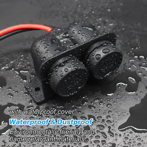 Miniatura 5 de Divisor Impermeable Multifuncional de Encendedor de Cigarrillos Dual de 12 V para Modificación de Automóvil, Enchufes de Alimentación Hembra