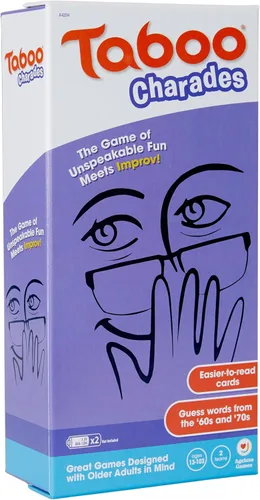 Ageless Games Taboo Charades - Juego clásico de adivinanzas y charadas para adultos mayores - Tarjetas grandes y fáciles de leer para baja visión -