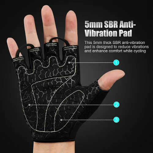 Miniatura 3 de Guantes de ciclismo para hombres y mujeres, guantes de ciclismo de medio dedo, guantes de entrenamiento adecuados para deportes al aire libre
