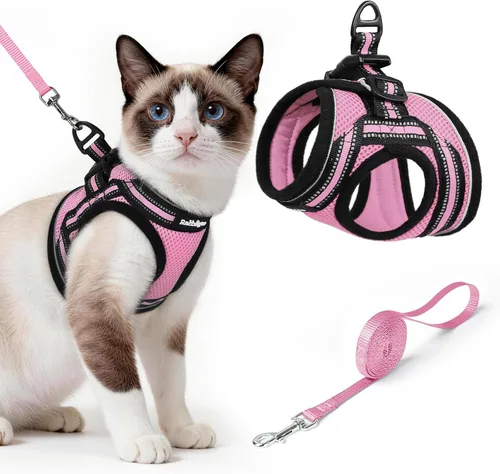 Miniatura 26 de rabbitgoo Juego de arnés y correa para gatos para caminar a prueba de escape, chaleco suave ajustable para gatitos con tira reflectante para gatos