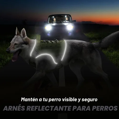 Miniatura 4 de WINGOIN - Arnés táctico para perros grandes, resistente sin tirones con asa, ajustable, reflectante, militar, K9, pastor alemán, para entrenamiento