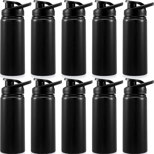 10 botellas de agua de aluminio de 17 onzas reutilizables con tapa a presión para bicicleta, botella de agua de metal, ligera, portátil, a prueba de