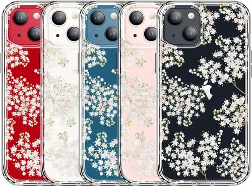Miniatura 4 de GYZYA Funda transparente para iPhone 14 y iPhone 13 de 6.1 pulgadas con diseño de patrón, funda protectora delgada de TPU + parachoques a prueba
