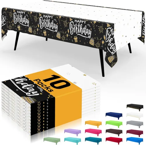 Miniatura 46 de Smiry - Juego de 6 manteles desechables, 54 x 78 pulgadas, manteles impermeables rectangulares para fiestas, cubierta de mesa de plástico