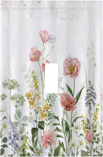 Miniatura 32 de Cubiertas de Salida Triple Basculante con Hojas de Plantas de Eucalipto Azul en Acuarela Floral, Placa Frontal Decorativa de 3 Posiciones, Cubierta