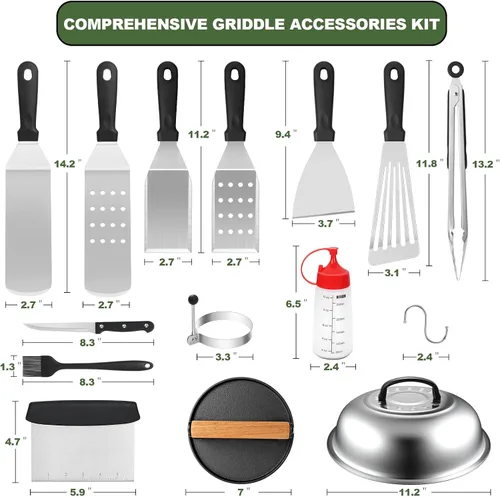 Miniatura 2 de Juego de accesorios para parrilla de 30 piezas, juego de accesorios para parrilla de parte superior plana para Blackstone y Camp Chef, juego