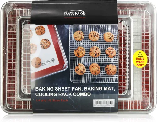 Miniatura 2 de New Star Foodservice 1028751 Juego de Bandeja para Hornear de Grado Comercial/Bandeja de Hornear, Alfombrilla para Hornear, Combo de Estante