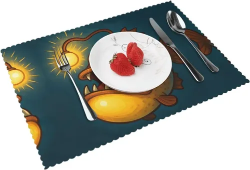 Miniatura 17 de Rectangular Placemats Set of 4, Heat Resistant Liquid Metal Printed Kitchen Dining Table Mats