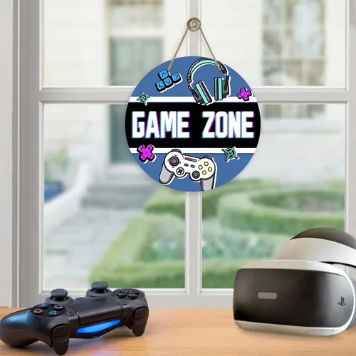 Miniatura 6 de Deroro Game Zone - Letrero para puerta delantera, controlador de videojuegos, colgador de puerta de madera, decoración de dormitorio de niños, Zona