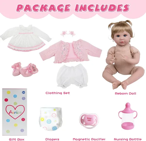 Miniatura 7 de Muñecas de Bebé Reborn Realistas - Muñeca de Bebé Realista de 22 pulgadas Flexible y Suave con Accesorios de Juguete de Alimentación Bebé Niña