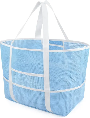 Miniatura 3 de LIFEMATE Bolsa de playa, bolsa de playa de malla, bolsa de playa de gran tamaño, 9 bolsillos