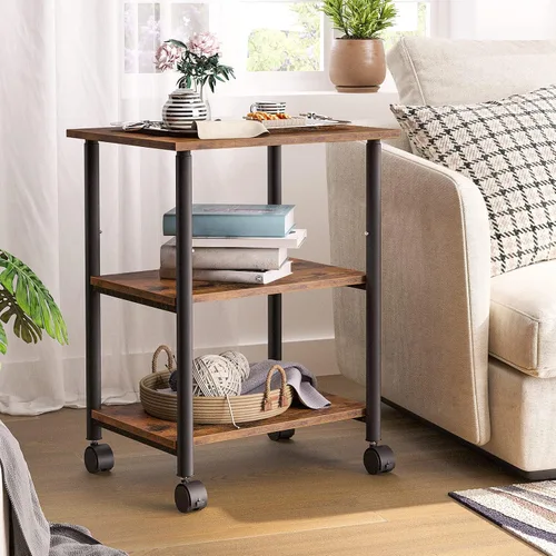 Miniatura 6 de HOOBRO Soporte para impresora, carrito industrial de 3 niveles para impresora debajo del escritorio con estante, estante de almacenamiento móvil