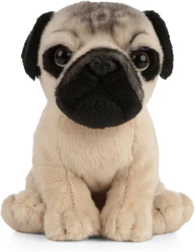 Living Nature Pug Puppy - Animal de peluche | Animal de perro esponjoso | Juguete suave para niños | 6 pulgadas