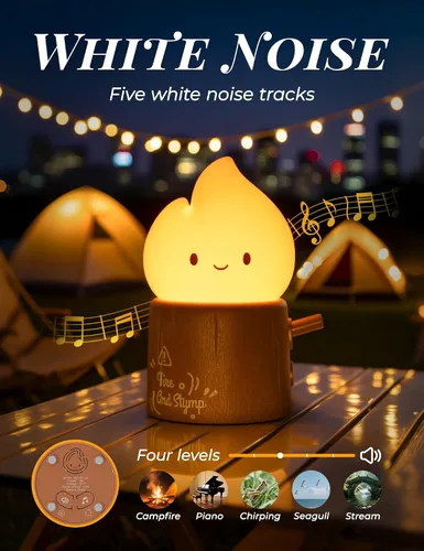 Miniatura 3 de 3 piezas de kits de luz nocturna acogedora de fogata, sonidos relajantes de la naturaleza, luz nocturna de ruido blanco para bebés y adultos
