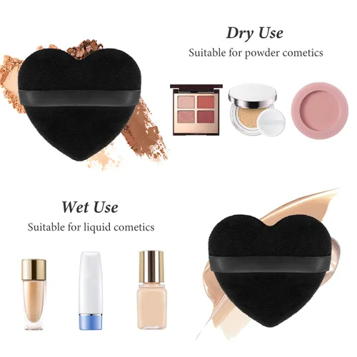 Miniatura 3 de 12 piezas de polvo en forma de corazón, soplo cosmético para cara, lavable, reutilizable, suave, esponja en polvo, esponja de maquillaje