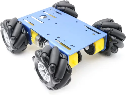 Chasis de automóvil inteligente de metal 4WD, MC100 Control remoto Omnidireccional Rueda Robot Plataforma Kit de automóvil con rueda Mecanum de Azul
