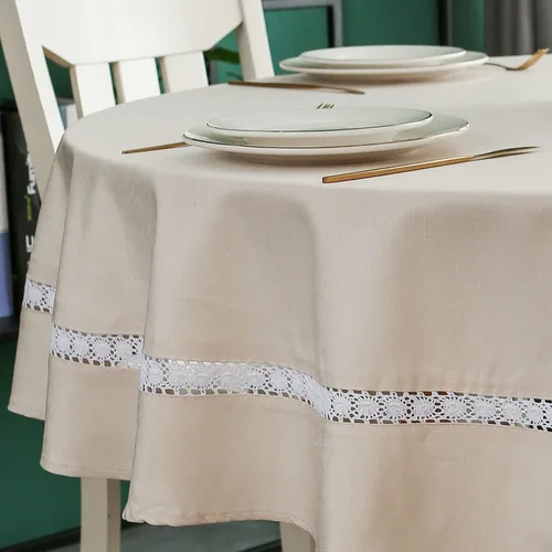 Miniatura 44 de EHouseHome Mantel de tela resistente con encaje blanco, impermeable, sin arrugas, resistente a las manchas, a prueba de aceite, para comedor