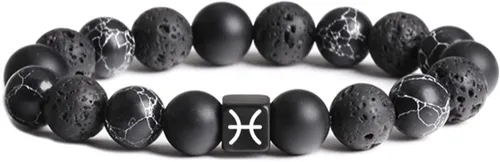 Pulsera del zodiaco para hombre de 0.394 pulgadas (0.394 in) con piedras semipreciosas naturales, pulsera de cuentas de chakras, signo de estrella,