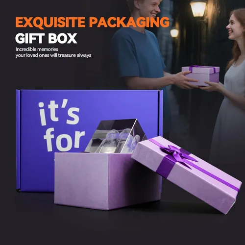 Miniatura 7 de Q&K Regalo de fotos de cristal 3D, foto 3D personalizada grabada en luces nocturnas de cristal, lámpara grabada personalizada para mascotas