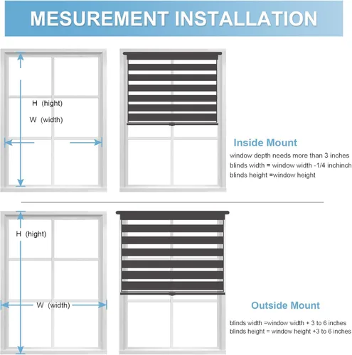 Miniatura 6 de MYshade Persianas enrollables de cebra opacas (85 %) con cordón para ventanas interiores, persianas de doble capa beige para dormitorio, baño, sala