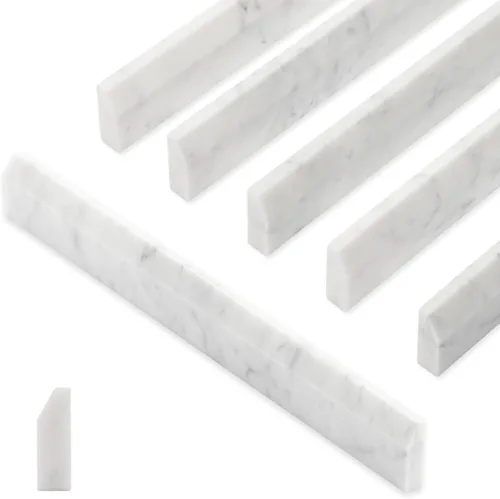 Miniatura 8 de 10 piezas de molduras de mármol blanco Carrara para silla, molduras de mármol de Carrara de 2 x 12 pulgadas para baño, cocina, ducha, paredes