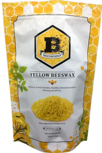 Beesworks, gránulos de cera de abeja amarillos (2 libras).