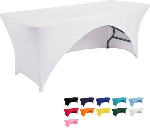 Miniatura 13 de Jeloris Mantel rectangular de elastano con parte trasera abierta (5 pies, negro) ajustado, lavable, sin arrugas, elástico y elástico para mesa