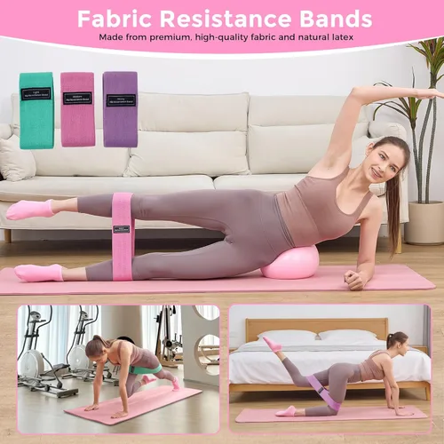 Miniatura 3 de Pilates Kit for Home Workouts, Pilates Equipment Set for Women with 14.5” Magic Circle Pilates Ring and Ball, Resistance Bands, Sliders, Yoga Strap