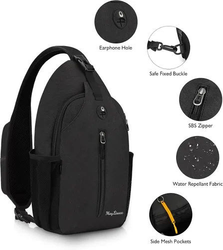 Miniatura 3 de MAYLISACC Bolso bandolera bandolera para hombres y mujeres, mochila con múltiples bolsillos para viajes, senderismo, mochila de pecho con llavero