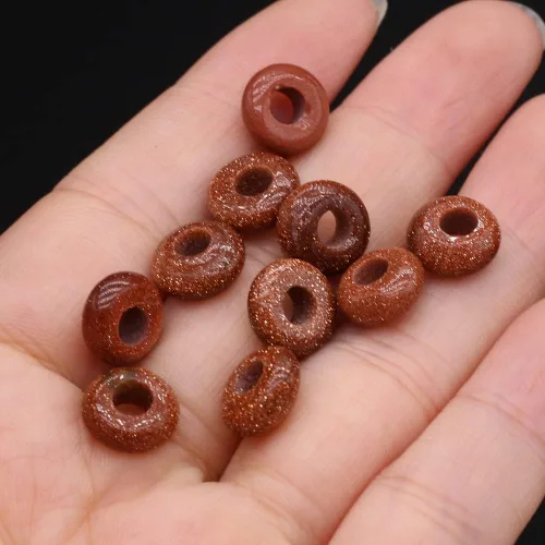 Miniatura 4 de 50 cuentas sueltas de piedra semipreciosa natural con agujero grande, forma de ábaco, ópalo de moda, amatista, unakita, cuarzo rosa, cuentas