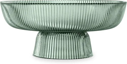 Navaris Frutero de cristal – Plato decorativo estriado de color para centro de mesa – 10.2 pulgadas de diámetro cuenco teñido verde para aperitivos