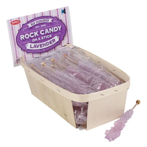 Miniatura 30 de Palitos de caramelo de roca extragrandes: 12 paletas de cereza rosa – envueltas individualmente – Palitos de caramelo de roca de cristal