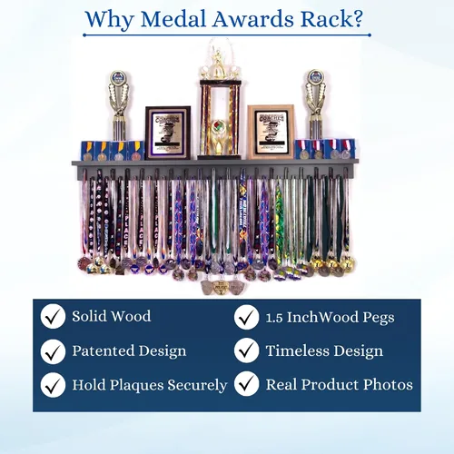 Miniatura 3 de Estante para medallas de 4 pies - Colgador de medallas Premier, estante expositor y estante para trofeos para gimnasia, fútbol, baloncesto, fútbol