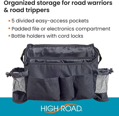 Miniatura 3 de Organizador para asientos de automóvil, de la marca High Road, pack de 2, XL, Negro