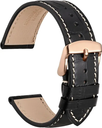 Miniatura 31 de WOCCI - Correas para reloj de cuero italiano, grano de cocodrilo en relieve, elige color y ancho 14 mm 18 mm 19 mm 20 mm 21 mm 22 mm, Negro