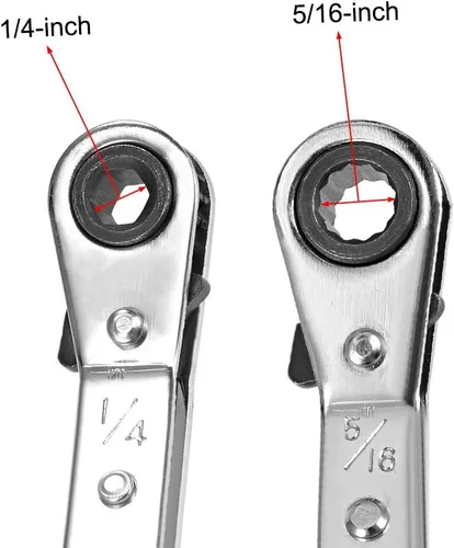 Miniatura 3 de uxcell Llave de trinquete reversible, extremo de caja doble de 1/4 pulgadas x 5/16 pulgadas, Cr-V