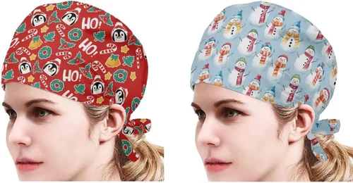 Miniatura 46 de Babrukda Paquete de 2 gorras con banda para el sudor ajustable con lazo en la espalda, gorro divertido