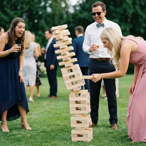Miniatura 5 de Outdoor Games - Juego de apilamiento de torre de madera grande – 54 bloques de pino de alta calidad que se apilan hasta 4 pies con tablero de reglas