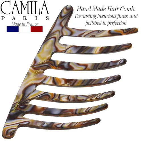 Miniatura 5 de Camila Paris CP3186 Peine lateral francés hecho a mano redondeado, ónix, peines de pelo con torsión francesa, decorativas, pinzas de sujeción fuerte