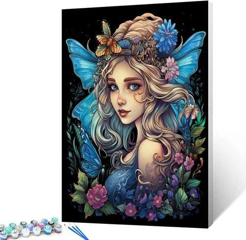Miniatura 17 de Tucocoo Kit de pintura por números con pinceles y pigmento acrílico sobre lienzo para adultos, estrellas de luna, estilo creativo, proyectos