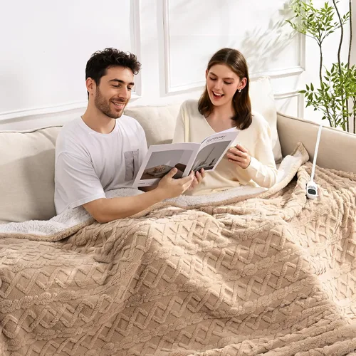 Miniatura 2 de Manta térmica eléctrica tamaño Queen – Manta eléctrica de 84 x 90 pulgadas con doble control, 9 niveles de calor y temporizador de 1 a 10 horas