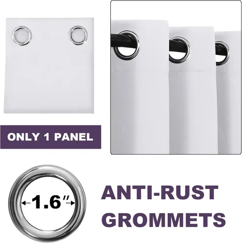 Miniatura 3 de MeilleMaison Paneles de cortina 100 % opacas para ventana de dormitorio, bloqueo de luz completa, de 84 pulgadas de largo, con aislamiento térmico