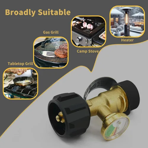 Miniatura 5 de Paquete de 2 medidores de tanque de propano RV con esfera que brilla en la oscuridad, indicador de nivel de gas universal para tanques LP de 5 a 40