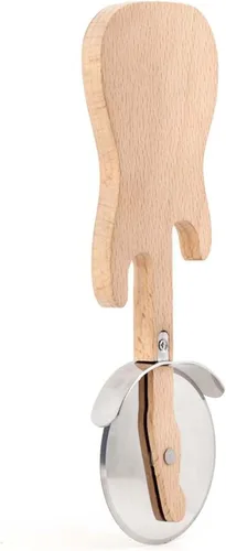 Kikkerland Cortador de pizza de madera para guitarra novedosa para cocina, madera de haya, resistente al calor, uso con utensilios de cocina