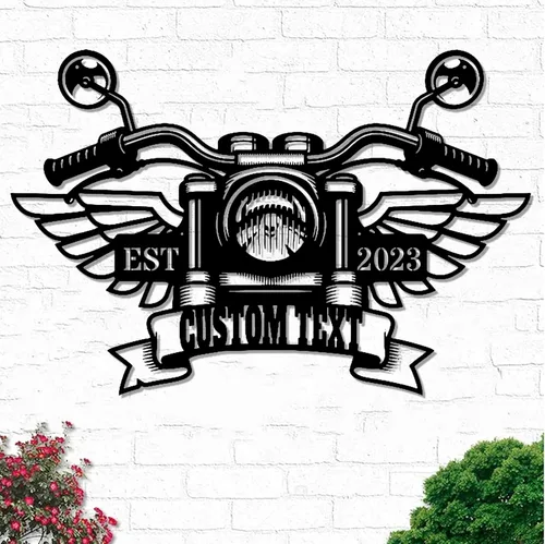 Miniatura 16 de Letrero de metal personalizado para motocicleta, arte de pared de metal con bandera de EE. UU., arte de pared de metal para motocicleta, letrero