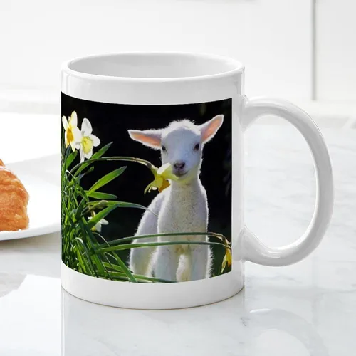 Miniatura 6 de CafePress EASTER LAMB AND FLOWERS - Taza de café de cerámica de 11 oz (11.0 fl oz)